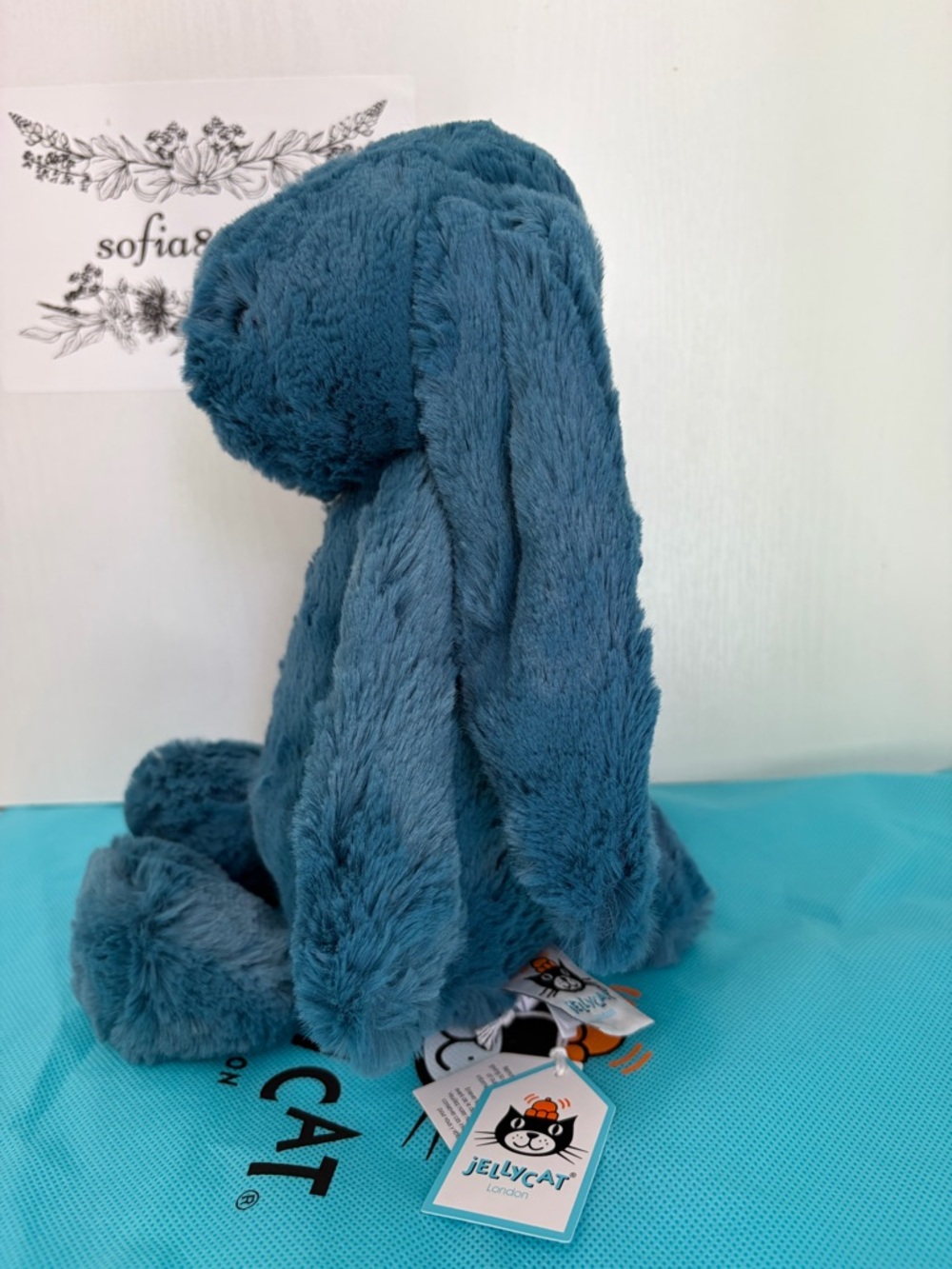 Jellycat Medium Bashful Mineral Blue Bunny Soft Retired 12” Rare NWT - Picture 4 of 9